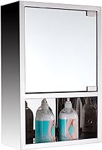 RZGZKLSH Stainless Steel Dathroom Mirror Cabinet, Stainless Steel Medicine Cabinet, Wall Hanging Bathroom Mirror Cabinet, Toilet Mirror with Storage Rack,13.98"x6.30"x20.87"in