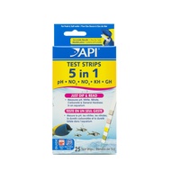 API 5-in-1 Test Strips Freshwater and Saltwater Aquarium Test Strips, 25 Test Strips ( pH / NO₂ / NO