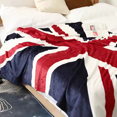 British Flag Flannel Throw Blanket Union Jack Design for Home Office Gifts Thin Quilt for Nap Air Co