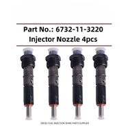 LT 4pcs Diesel Feul Injector Assembly 6732-11-3220 for Komatsu PC136US-2 Engine S4D102E Cummins 3.9
