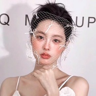 Face veil with small bow