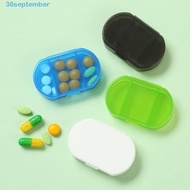 SEPTEMBER Small Medicine Box, Transparent Portable Mini Pill Box, Pill Organizer Medicine Box Moisture-proof Three Compartments Convenient Pill Case Pill Box