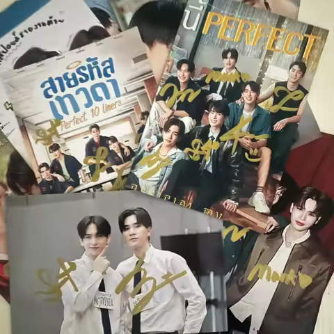 Perthsanta Juniormark Forcebook Poster Autographed Photos Thai TV Perfect 10 Liners Drama Stills Han