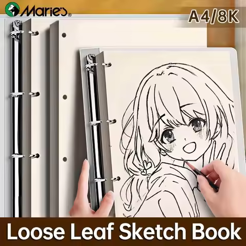 Marie's 9x12in Loose Leaf Sketch Book, 60 Sheets,98lb/160gsm,A4/8K High Quality Pad for Drawing,Pain