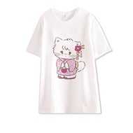 Mikko ผ้าฝ้ายแท้รอบคอชุดนอนสําหรับสตรีฤดูร้อนแขนสั้นกางเกงขาสั้นน่ารักหมีออกแบบการ์ตูนภาพเคลื่อนไหวร