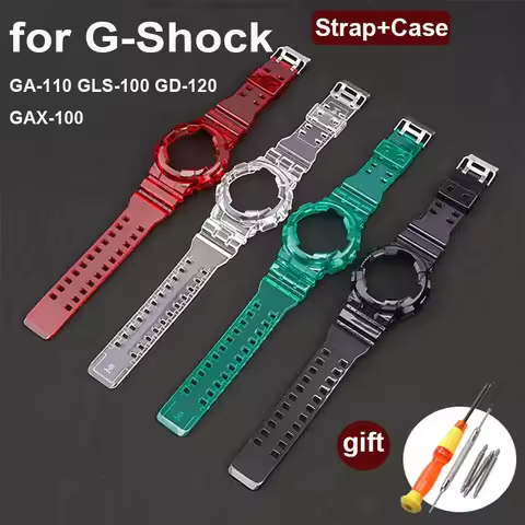 for Casio G-Shock GD-100/110/120 GA-100/110/120 GAX-100 GLS-100 Silicone Strap Case Kit Transparent 