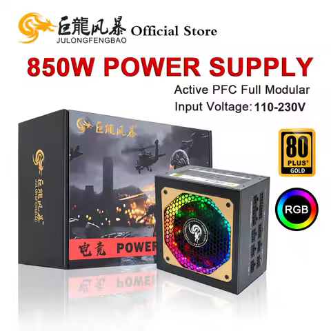 JULONGFENGBAO ATX 850W Full Modular RGB 80Plus Gold 20+4Pin 12V PSU Professional E-Sports Video Game