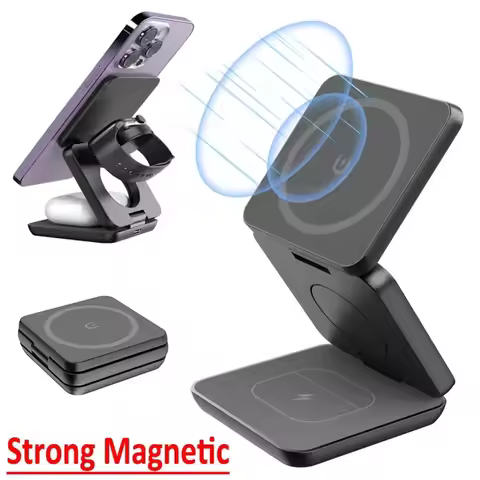 3 in 1 Magnetic Wireless Charger Stand Macsafe for iPhone 15 14 13 12 Apple Watch 8 7 6 Airpods Pro