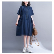 [✅Best Quality] Travia Denim Dress - Premium Midi Dress Bahan Jeans