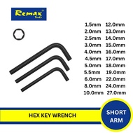 REMAX ALLEN KEY HEX KEY WRENCH SHORT ARM CRV BLACK FINISHED (1.5mm - 8.0mm)