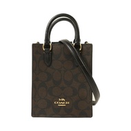 COACH 塗層帆布North South Mini Tote Bag金扣手挽肩背兩用袋