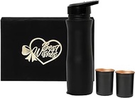 INTERNATIONAL GIFT Black Copper Glass Or Water Bottle 1 Litre With Velvet Box Packing With Best Wishes