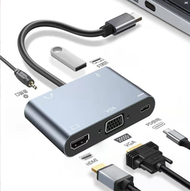 Others - type-c轉vga hdmi 音訊 PD充電 筆記本手機拓展 usb擴展塢（5in1 typec轉hdmi+pd+vga+usb3.0+Audio）