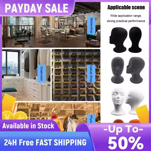 Flocking Foam Female Mannequin Head Model Replacement Wigs Glasses Display Holder Stand Photo Studio