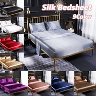 Silk Bedsheet Full Garterized Smooth & Silky Bedsheet Cooling Silk Fitted Bedsheet For Queen King