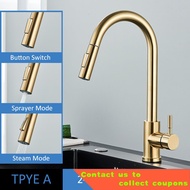 🧸 Quyanre Brushed Gold Kitchen Faucet Pull Out Kitchen Sink Water Tap Single Handle Mixer Tap 360 Rotation Kitchen Showe