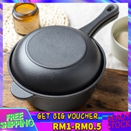 【Malaysia Spot Sale】18cm Cast Iron Dutch Oven Pot with Skillet Lid Cooking Pan for Cooking Bread Bak
