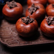 (V&N) 1/3PCS Lifelike Wooden Persimmon Fruit Ornament Features Clear Wood Grain And Can Be Used As A
