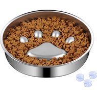 Slow Feeder Dog Bowls, 304 Stainless Steel Metal Slow Feeder Dog Bowl, Suction Cup Anti Flip,2X Non-