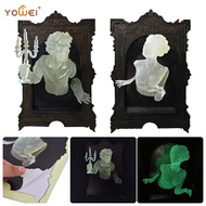 ZZOOI 3D Ghost In The Mirror Frame Sticker Luminous Wall Stickers Gothic Halloween Party Decor Props Glow In The Dark Terror Wallpaper