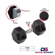 ROX Dumbbell Hexagonal Rubber 10 Kg Barbell Dumbbell Barbell