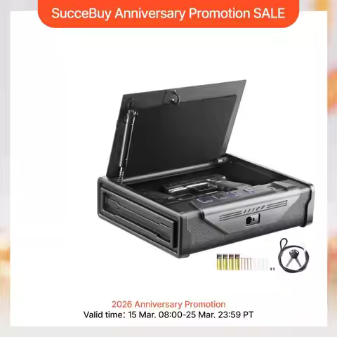 SucceBuy Gun Safe Q235 Steel Pistol Safe 3-Way Quick Access Firearms Case Gun Box Advanced Biometric