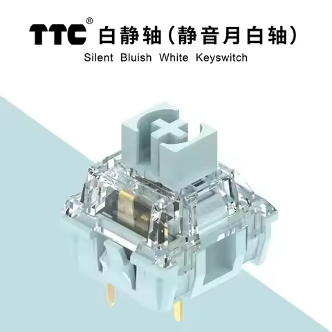 TTC Silent Bluish White Switch Mechanical Keyboard Mute Tactile 3 Pin 42 gf Dual Gold Plated Spring 