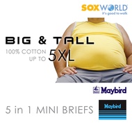 seluar dalam Sox World Maybird 5 pcs Men Plus Size 5XL 4XL 3XL 2XL Underwear Briefs Spender Lelaki S