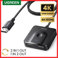 UGREEN HDMI Switch 4K60Hz with 3.3FT HDMI Cable, Bidirectional HDMI-compatible Splitter 2 in 1 Out HDMI Switcher  2 in 1 Out