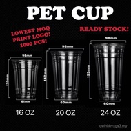 PET Cup 16OZ 20OZ 24OZ Custom Printed Logo Cup Plastic Cup Fast Print Drinkware Beverage Cup