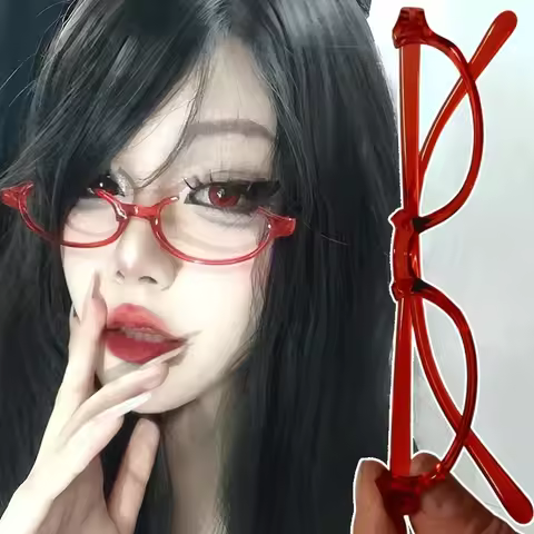 Anime Character Kamishiro Rize Cosplay Red Glasses Akemi Homura Role Play Half Frame Eyeglass Withou