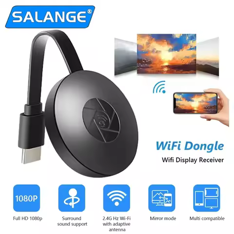 Salange G2 Mirascreen 1080P Display TV Dongle Media Clip on Laptop Receiver Streamer Adapter For TV 