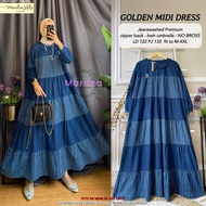 Golden Midi Dress/Baju Muslim/Gamis/Baju Wanita
