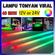 GBS CAR LED 48INCH LAMPU TOMYAM VIRAL LORI 12-48V RAINBOW AKSESORI LORI LAMPU TUBE T8 WARNA RGB CAR 