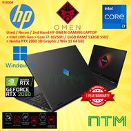 #1400 Used / Second Hand/ GAMING LAPTOP HP OMEN 15 10TH i7-10750H 16GB 512GB SSD NVIDIA GEFORCE RTX2060 WIN11