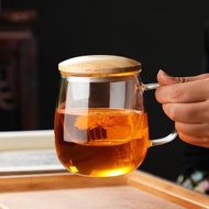 日本暢銷 - 500ml 高硼矽玻璃杯家用茶水分離泡茶杯帶蓋過濾玻璃竹蓋花茶杯水玻璃杯