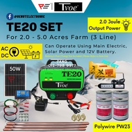 Tvoe TE20 Set for 4-5 Acre Electric Fence Set Pagar Elektrik Set Solar Profence Polywire Fence Energ