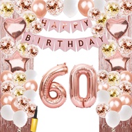 (SG SELLER) 60th Birthday Decorations, 60th Birthday Balloon, Black and Gold Birthday Decorations Se