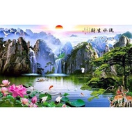 Print Poster, WATERFALL VIEW, JUMBO Size, 100x70cm & 150x100cm & 200x100cm/ Print Painting/ Wall Dec