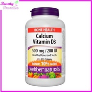 Webber Naturals - 健骨高濃鈣 500 毫克 + 維他命 D3 200 IU 275 粒 (超值加量裝) [平行進口]