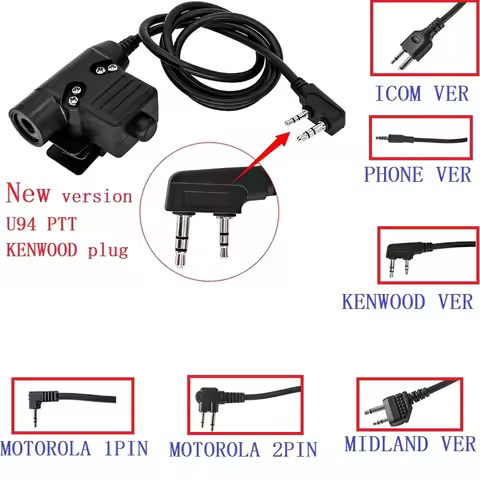 Tactical U94 PTT Kenwood/Midland Plug Adapter for Peltor Comtac/SordinTactical Headset Hunting&Shoot
