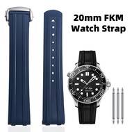 20mm OEM-Style FKM Strap for Omega Seamaster 300 Aviation-Grade Material 3D Curved End Links