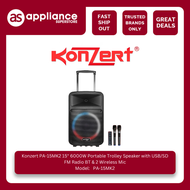 Konzert PA-15MK2 15" 6000W Portable Trolley Speaker with USB/SD FM Radio BT & 2 Wireless Mic