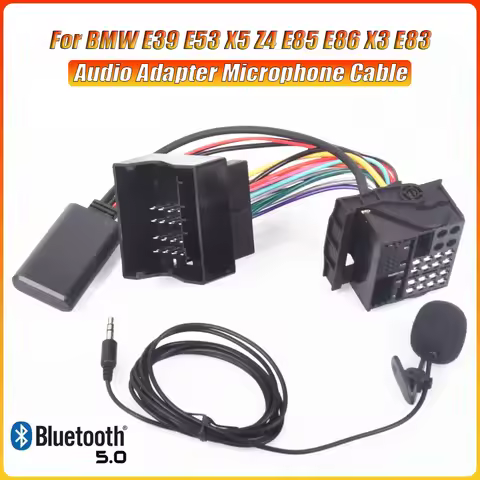 For MINIONE COOPER Bluetooth 5.0 Music Audio Adapter Microphone Cable for BMW E39 E53 X5 Z4 E85 E86 