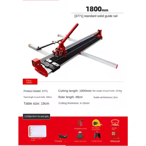 Manual Ceramic Tile Pusher, High-Precision Floor Tile Cutting Machine, All-Steel Construction with L