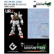 WATER DECAL [MONSTER EVO] RG 08/ E-RG08 RX-178 MK II AEUG Gundam [WHITE BODY] 1/144 FLUORESCENT RG08