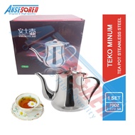 Tea Pot Teko Stainless Steel 1 Set 70oz / Tempat Teh Kopi Elegant Kettle High Quality 2.070ml