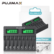 PUJIMAX 8-slot Battery Charger Suitable AAA/AA Rechargeable Battery Short Circuit Protection LED Dis