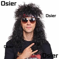 OSIER 70s 80s Rockstar Wig, Long Curvy Halloween Party Cosplay Wig, Fluffy Punk Cosplay Rockstar Acc