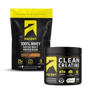 Ascent 100% Whey Protein Powder, Chocolate Peanut Butter 2 lb & Creatine Monohydrate Powder, Unflavo